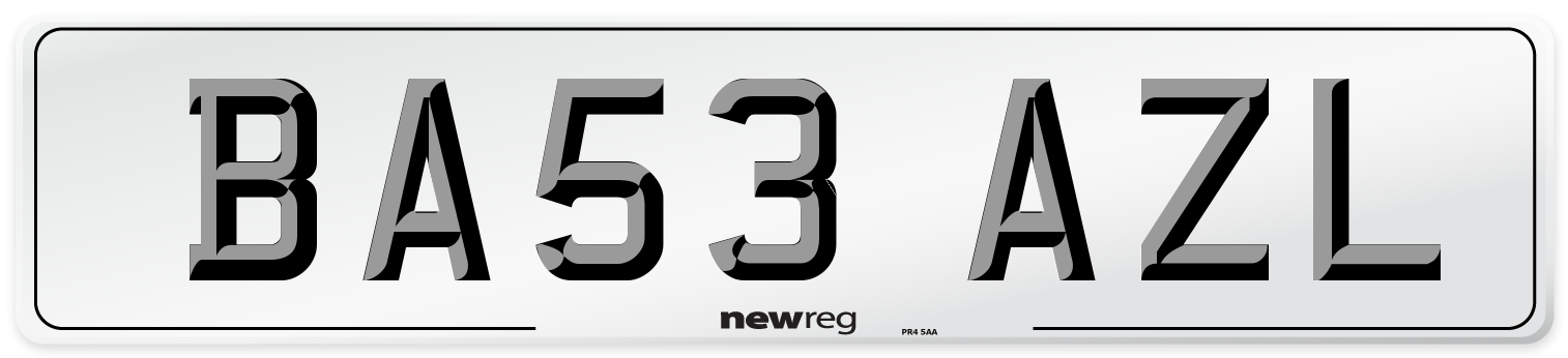 BA53 AZL Number Plate from New Reg